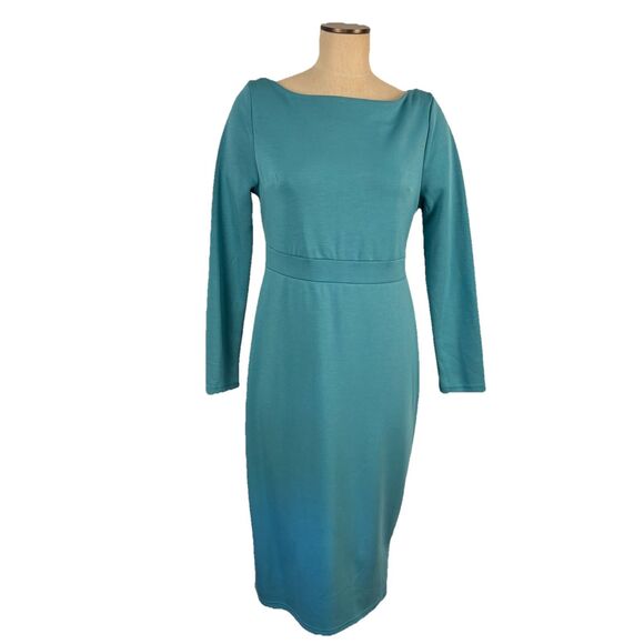 NWT Stylewe Turquoise Teal Long Sleeve Sheath Midi Dress Size Large Career - Picture 1 of 9